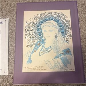 Blue and Purple Art Print Mardi Gras New Orleans 2000 Mousie